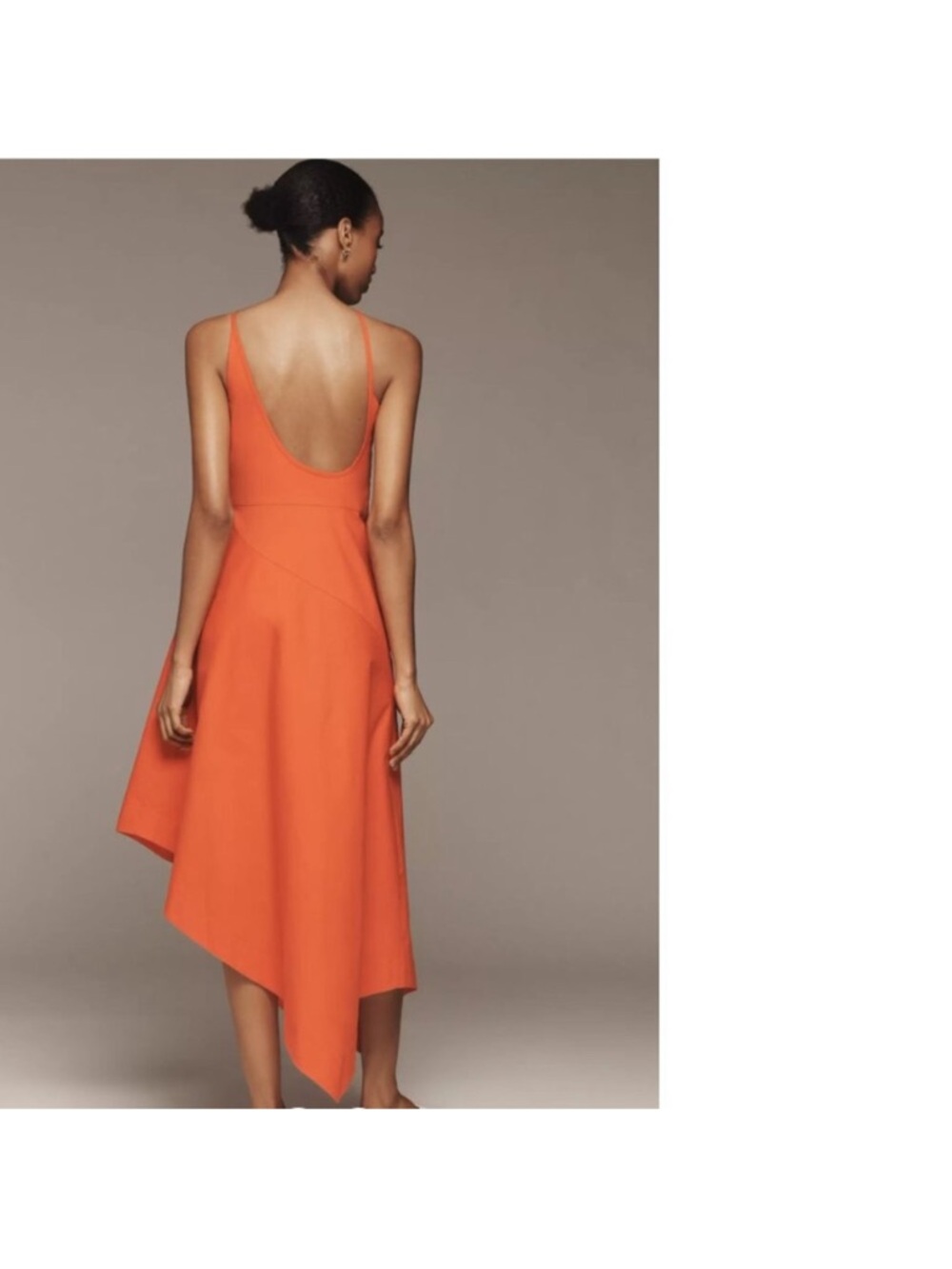 Anthropologie One-Shoulder Orange Dress with Floral Appliqué - Picture 2 of 4